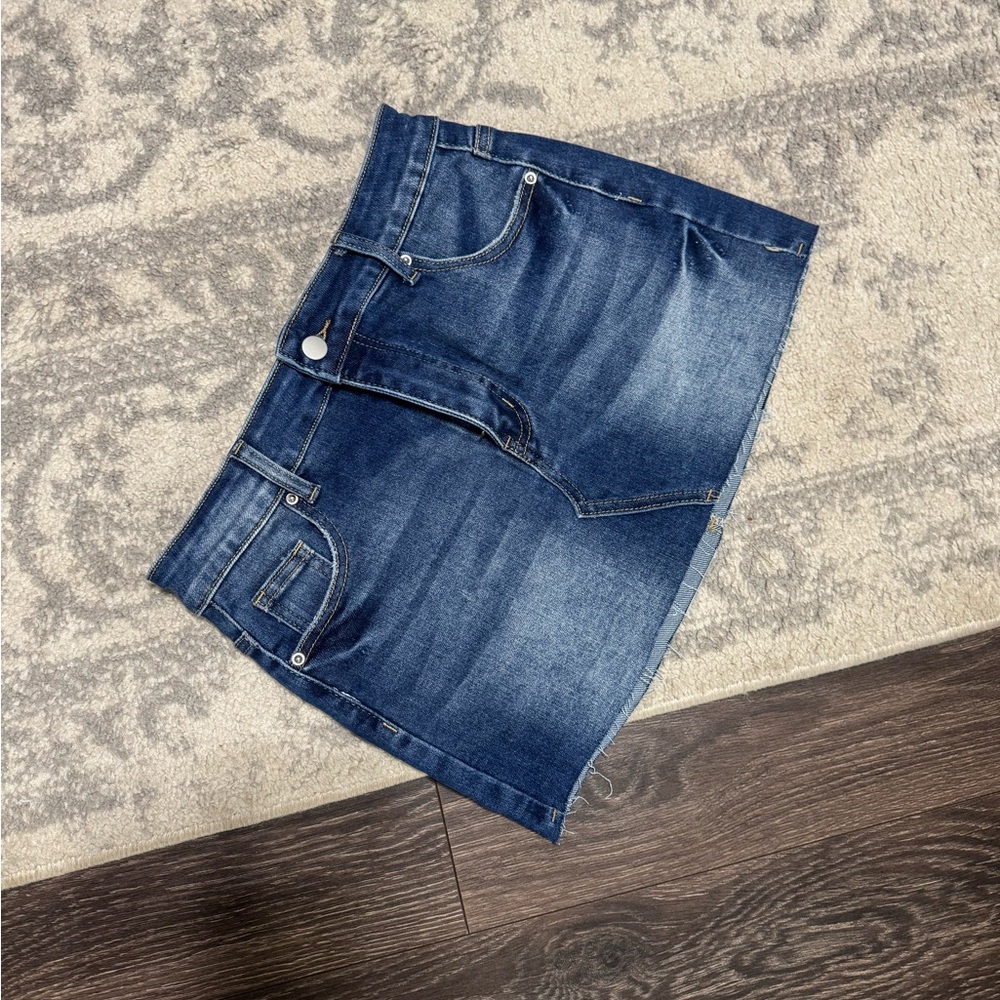 Missguided Dark Blue Denim Mini Skirt